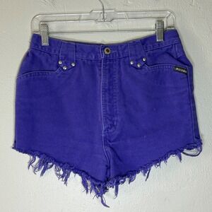 Vintage Rockies Purple High Waist Western Studded Denim Shorts Made in USA 11/12